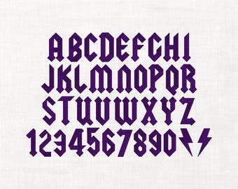 Rock N Roll Machine Embroidery Font BX Font Digital Download 3 Sizes Instant Download Files Lightning Bolt Metal Music Rocker Font