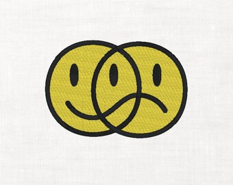 Happy Sad Face Machine Embroidery Digital Download Instant Download Files 90s Vibes Mixed Emotions Smiley Face Sad Face