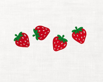 Arquivo de bordado digital para máquina com morangos fofos em 2 tamanhos, download instantâneo. Arquivo de bordado com ícones de frutas vermelhas da primavera. Ideal para o verão.