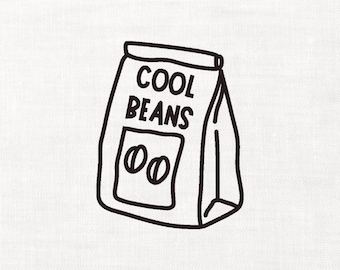 Cool Beans Coffee Bag Machine Embroidery Digital Download Instant Download Files Coffee Lover Barista Beans