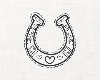 Bordado à máquina com ícone de ferradura para tatuagem estilo faroeste, 3 tamanhos, download digital instantâneo, arquivos para download. Chapéu de cowboy kawaii, cowboy e cowgirl.