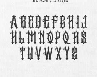 Black Monogram Machine Embroidery Font BX Font Digital Download 3 Sizes Instant Download Files Gothic Black Metal Font