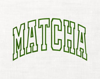 Bordado à máquina com aplique de MATCHA, para amantes de chá, chá japonês Matcha Latte, download digital instantâneo, arquivos para estudantes universitários.