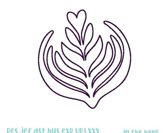 Coffee Art Embroidery 4 Sizes Machine Embroidery File Digital Download Instant Download Files Coffee Lover Barista Latte Art