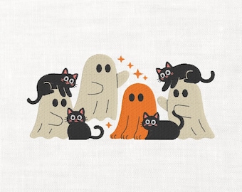 Ghost and Cats Machine Embroidery Digital Download Instant Download Files Spooky Ghost Cat Lover Black Cats Halloween Embroidery