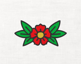 American Traditional Pinwheel Flower Tattoo Rose Machine Embroidery Digital Download Instant Download Files Embroidery Red Flower Tattoo