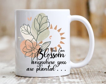 Mug inspirant avec citation motivante, idée cadeau pour les amis et la famille, tasse à café fleurie thème bohème