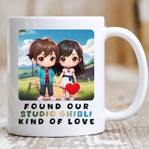 Niedliche Anime Paar Tasse Geschenkidee für Anime Paare Liebhaber Fans von Japanimation und Otaku, Anime Kaffeetasse für Studio Ghibli