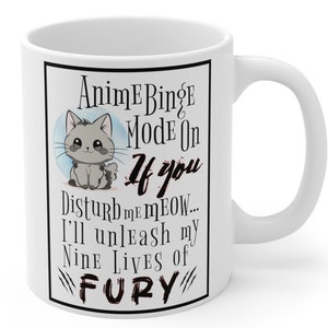 Cute Anime Coffee Mug Gift for Anime Cat Lovers Otaku and Japanese Animation Cup Gift Idea for Manga Lovers