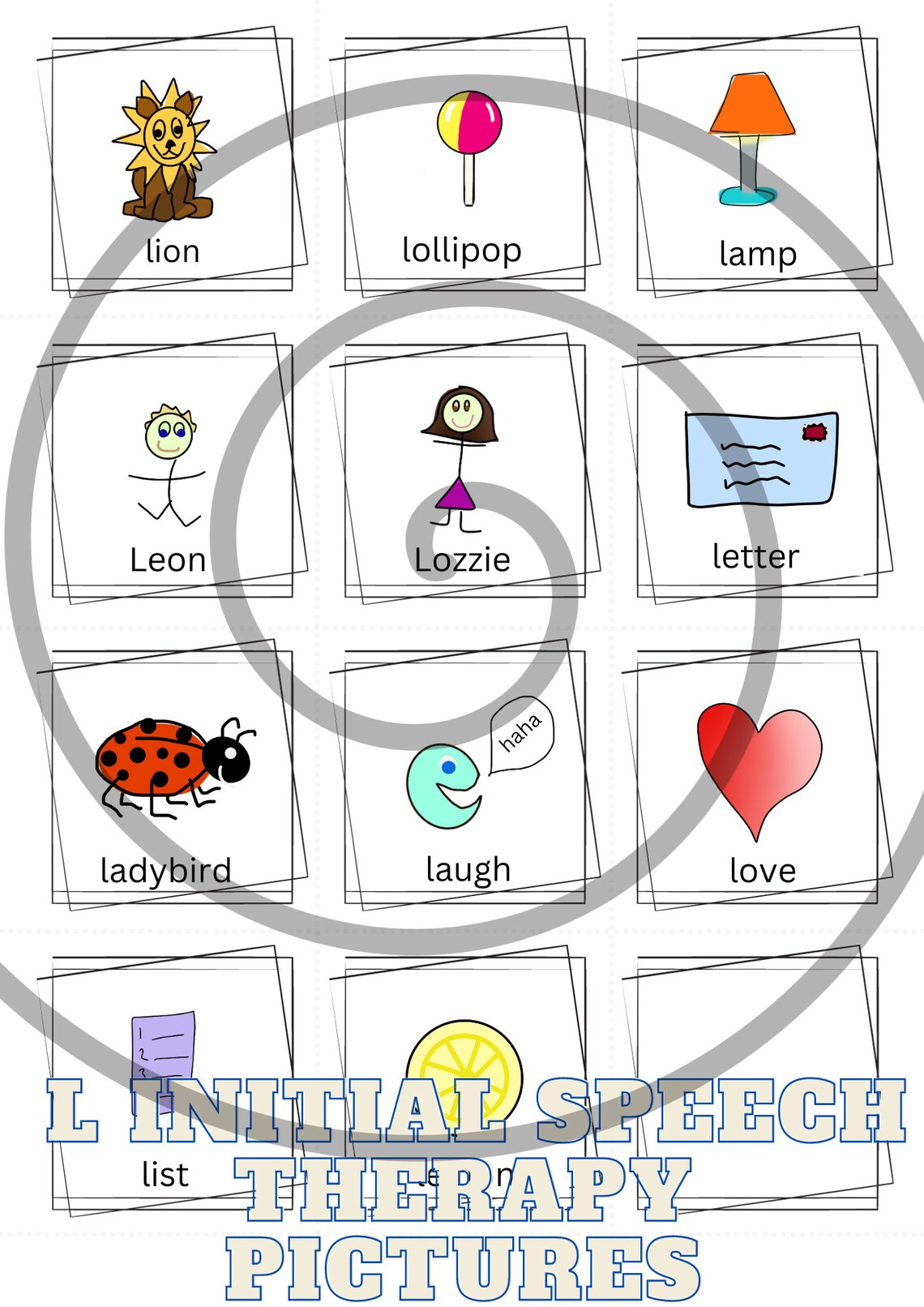 Initial /L/ Speech Therapy Pictures (one Page, 11 Pictures + 1 Blank ...