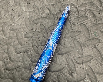 Blue anodized custom hand engraved bullet antenna