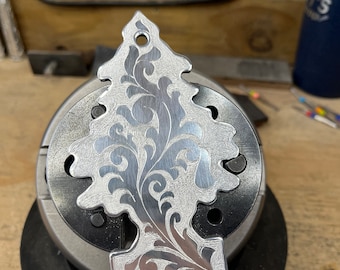 Custom hand engraved aluminum little tree