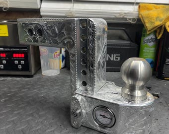 Custom hand engraved billet aluminum weigh safe receiver hitch- 2.5 inch receiver hitch- 6 inch drop