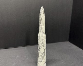 Premium Custom Hand Engraved White Bullet Antenna