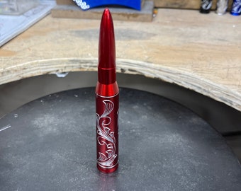 Red anodized engraved bullet antenna