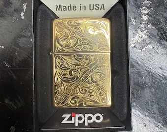 Hand Engraved Brass Zippo