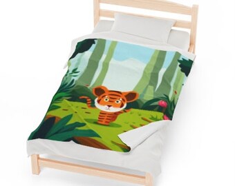 A Tiger-Adorned Plush Blanket