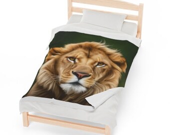 A Lion-Adorned Plush Blanket