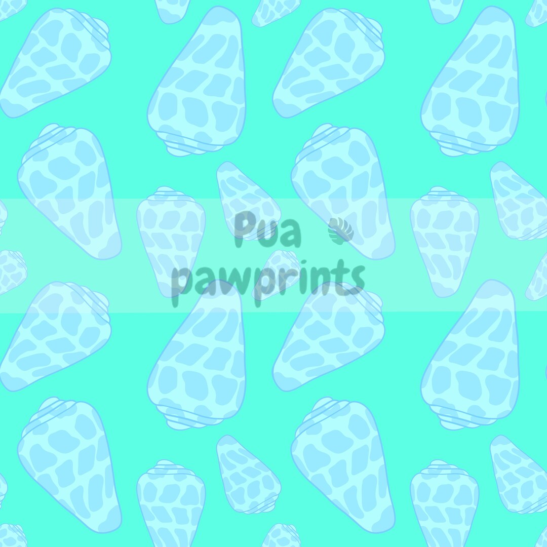 Seashell Seamless Pattern | Blue Ocean Shell PNG | Tropical Digital ...