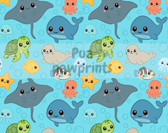 Padrão de vida oceânica havaiana kawaii sem emendas – download digital