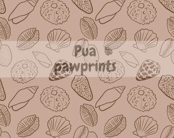 Hawaiian Shells seamless pattern digital png file
