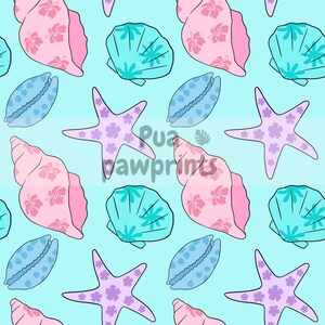 Pua Decorated Shells pastel digital pattern