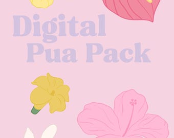 5 Pack Digital Flower Clipart | Tropical Pua PNG | Beach Coastal Graphics | Transparent Background