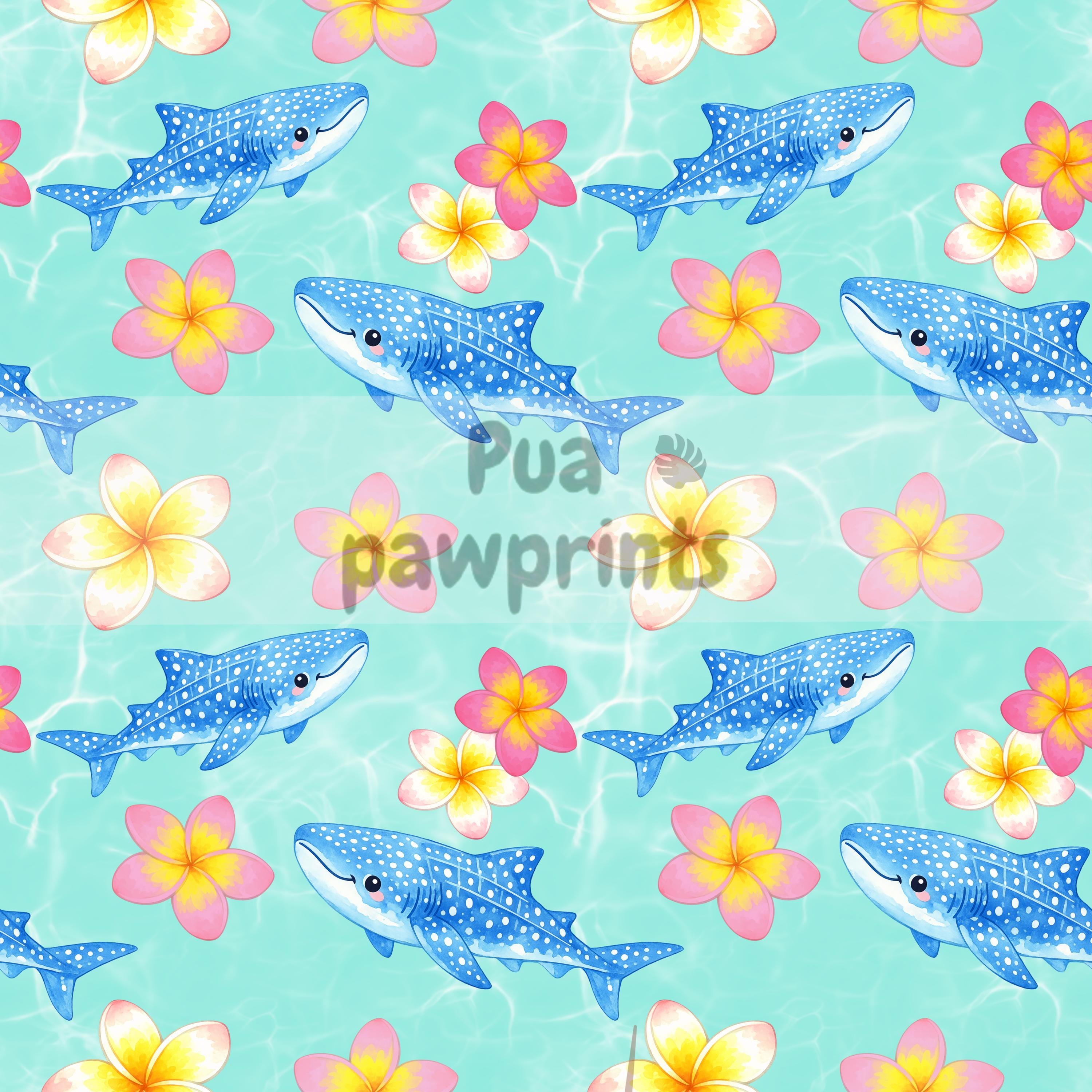 Whale Shark Seamless Pattern – Tropical Ocean Floral Design PNG - Etsy