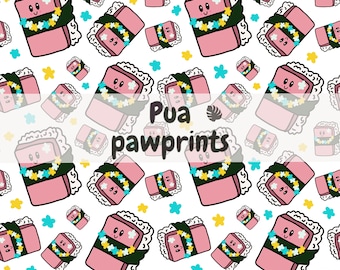 Spam Musubi Kawaii Seamless Pattern