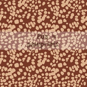 May include: A repeating pattern of tan-colored, irregular shapes on a dark brown background. The shapes are clustered together, creating a speckled effect. A transparent banner across the middle of the image reads "Pua pawprints".