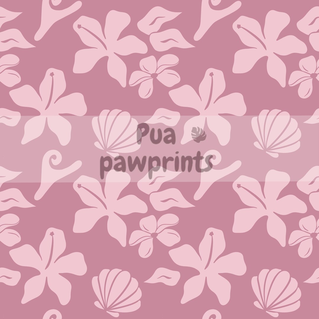 Pink Coastal Surf Seamless Pattern | Hibiscus & Shell Tropical Repeat ...