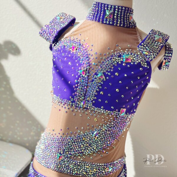 Hecho a pedido- True Purple Dazzle -Traje de baile de jazz personalizado