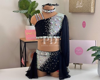 Black/Custom colors Lyrical Contemporary Open  Dance Costume