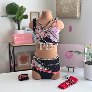 Traje de danza contemporánea/jazz de luchador, color negro y rojo, colores personalizados