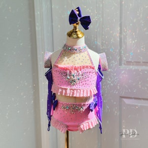 Ready to ship - 5/6Y Pink/Purple Bow Jazz Dance Costume