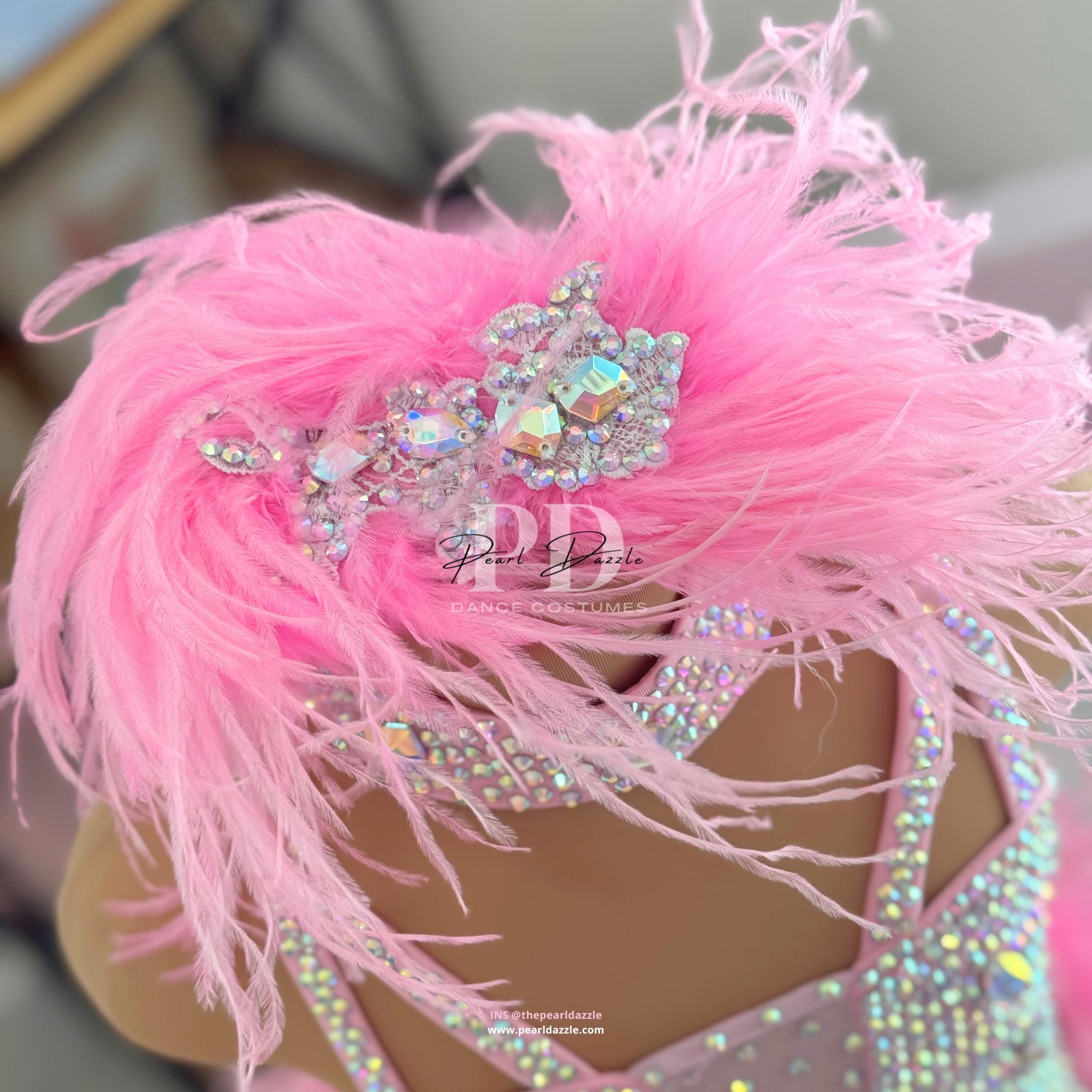 Vintage Ballet Pink Feathered and Jeweled Headband Baby Pink Flapper Headpiece: 1920s Style | Feather Planet main image 2