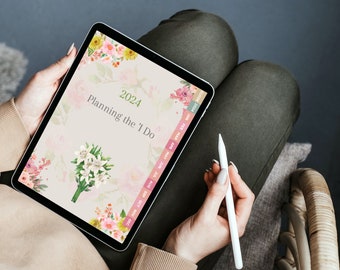 Planificateur numérique de mariage annuel - Style floral