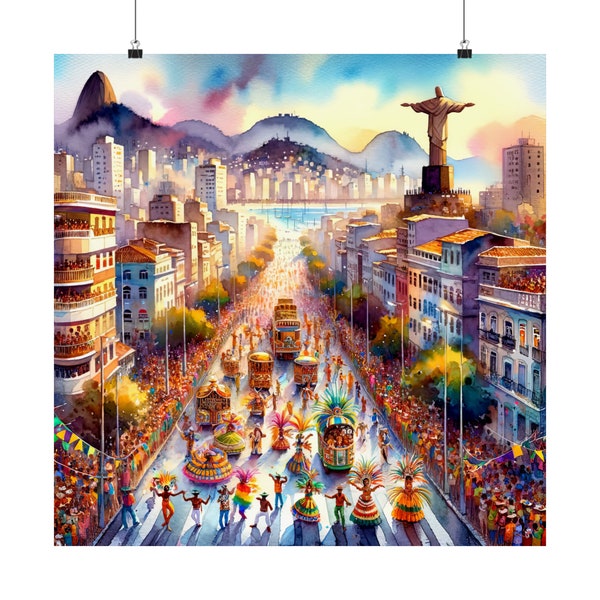 Fête de Rio de Janeiro - Affiche culturelle exubérante de décoration murale de carnaval