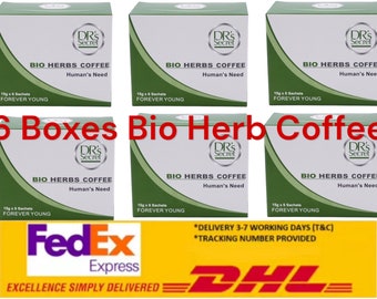 6 boîtes de café Drs Secret Bio Herbs pour homme 15 g x 6 sachets date de fabrication 2024