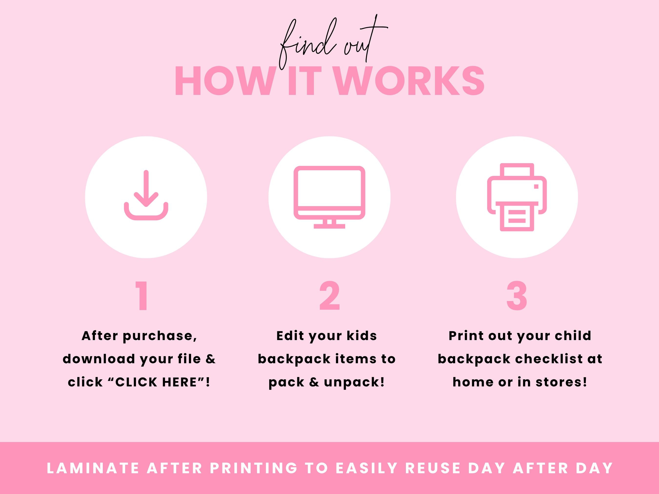 Printable Backpack Routine Checklist for Kids - Editable Daily Pack ...