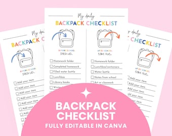 Printable Backpack Routine Checklist for Kids - Editable Daily Pack & Unpack Routine Chart for School Organization | Back to School