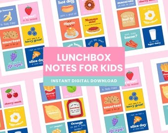 Printable Lunchbox Notes for Kids - Funny Food Puns & Encouraging School Lunch Notes