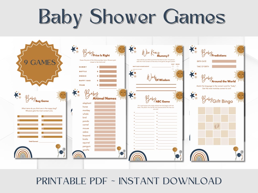 Baby Shower Games Printable Digital Download Boho Baby Boy Bundle - Etsy