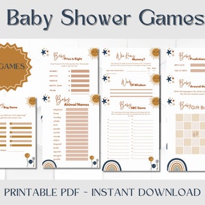 Lot de jeux de baby shower imprimables en téléchargement numérique pour bébé garçon
