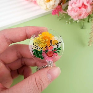 Personalized Resin Badge Reel ,Alligator Clip Badge Scroll,Personalized Nurse Badge Holder,Doctors Gift,Mothers Floral Badge Reel,Teachers