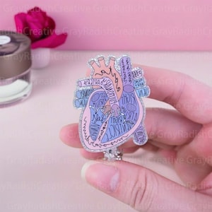 Retractable Nurse Doctor Cardiology Badge Holder,Cardiology,Nurse| Medical,Heart Badge Reel,Cardiac Nurse Badge Reel,Cardiac,RN,Badge Reel