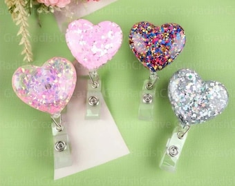 Heart Badge Reel, Nurse Badge Reel, Resin Badge Reel, Office, Doctor, Student, Card Holder, Gift for Her, Doctor Gifts, Nurse Gifts