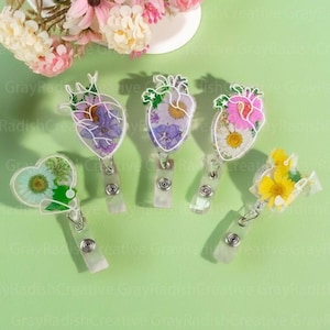 Bobine pour badge d'allaitement vraies fleurs, porte-badge d'allaitement rétractable floral, porte-badge à pince crocodile, cadeau d'anniversaire, cadeaux d'infirmières