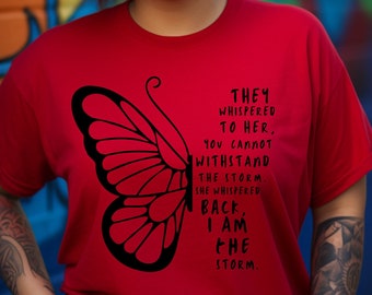 Inspirational butterfly T-shirt, powerful self-affirmation quote, motivational tee, vibrant top-seller, must-have Etsy empowerment clothing