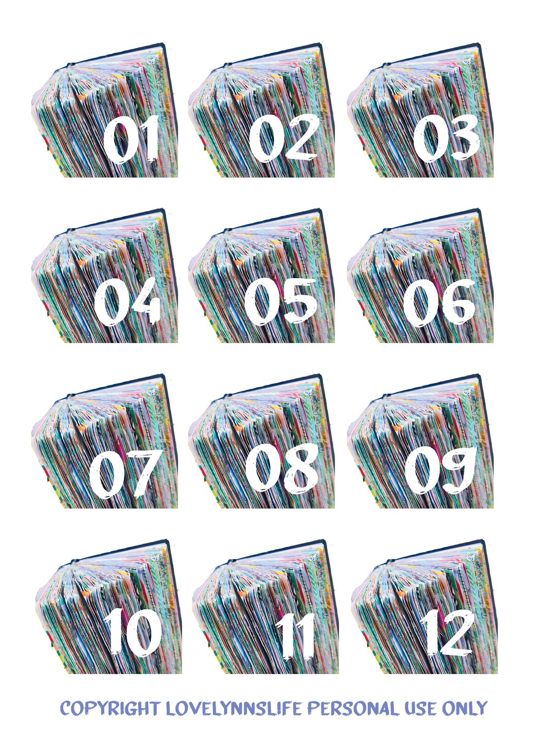 Journaling Number Printable Numbers Jpegs // Journal Ephemera // Colourful Printable ...
